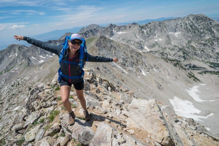 Kristen Bor on the top of Preifferhorn Peak in Salt Lake