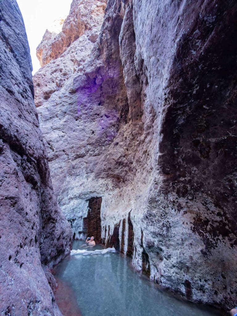 People enjoying the hot spring at Arizona Hot Springs near Las Vegas, Nevada