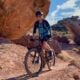 Becky Timbers on a mountain bike in Moab Utah