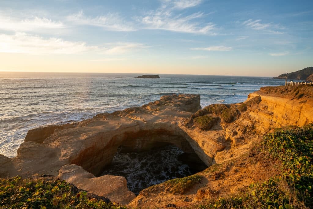 Devil's Punchbowl on the Oregon Coast at sunset