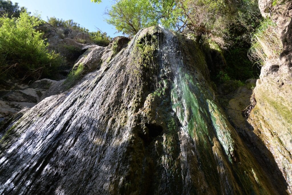 Looking up from beneath Escondido Falls near Los Angeles, California