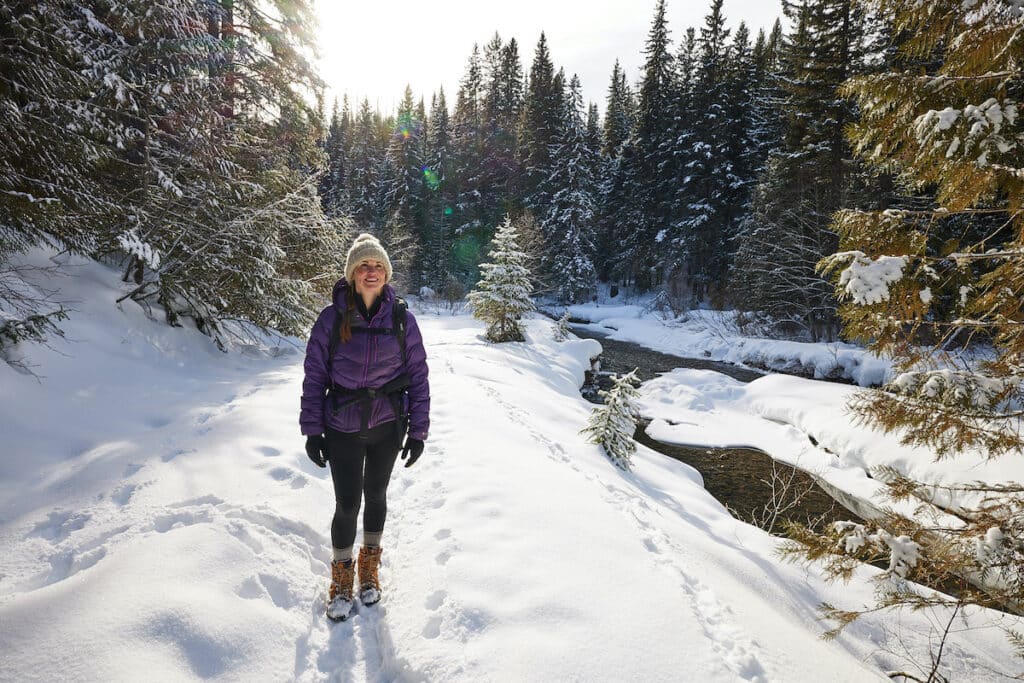 Women on a winter hike in Mount Fernie Provincial Park