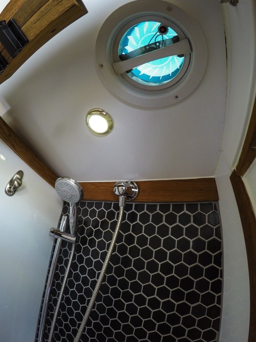 Shower in Sprinter Van bathroom