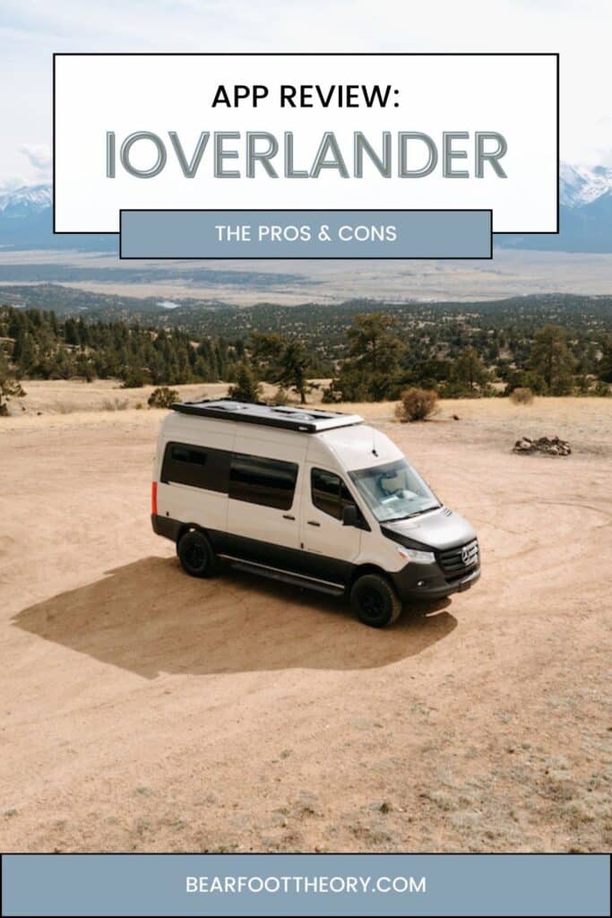 Pinterest image for an iOverlander Review article showing images of a camper van.