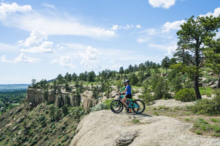 A woman on a bike near Billings, Montana