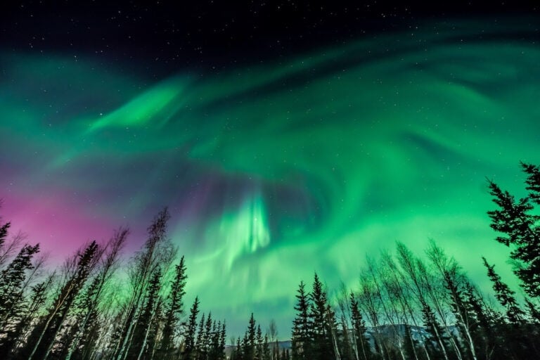 aurora borealis Northern Lights in Fairbanks Alaska in winter