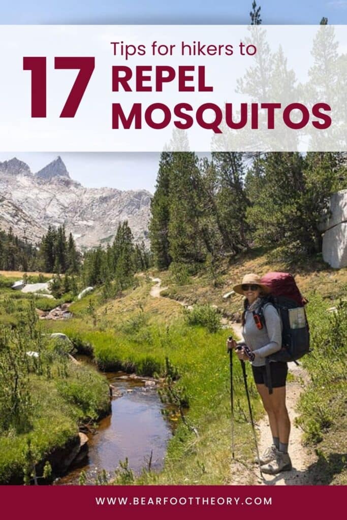 Pinterest image about tips for repelling mosquitos while hiking and backpacking