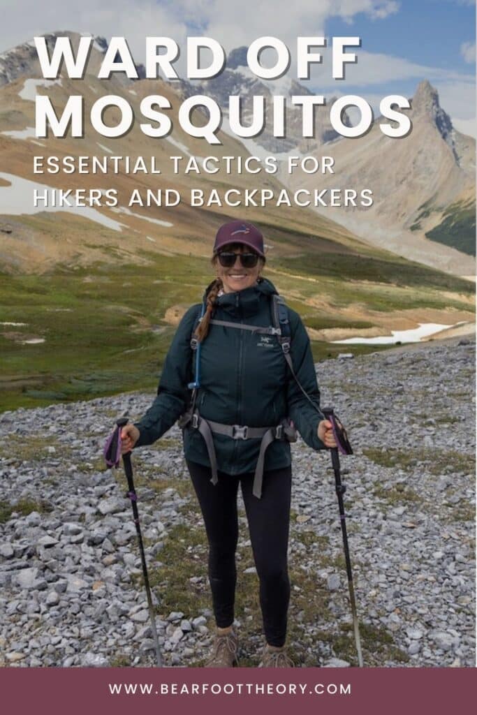 Pinterest image about tips for repelling mosquitos while hiking and backpacking