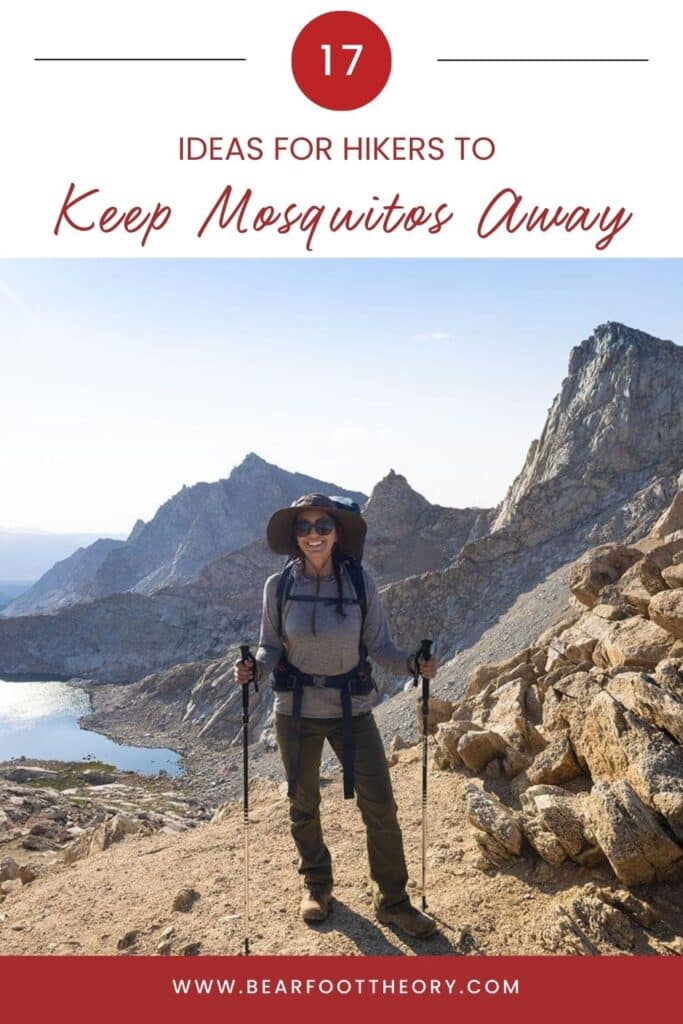 Pinterest image about tips for repelling mosquitos while hiking and backpacking