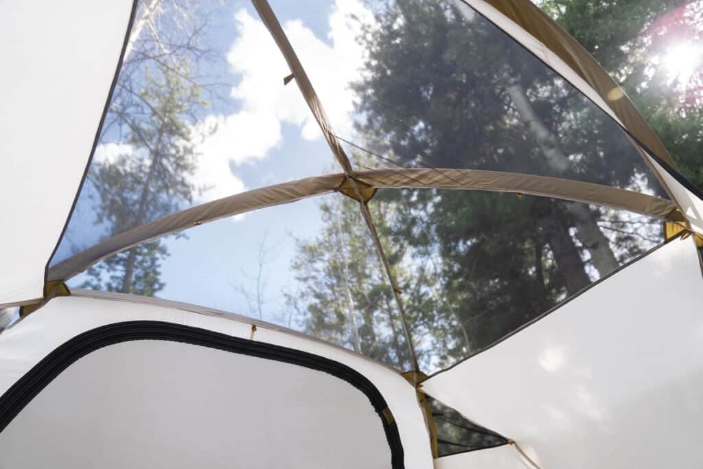 mesh ceiling on the REI Base Camp 4 Tent