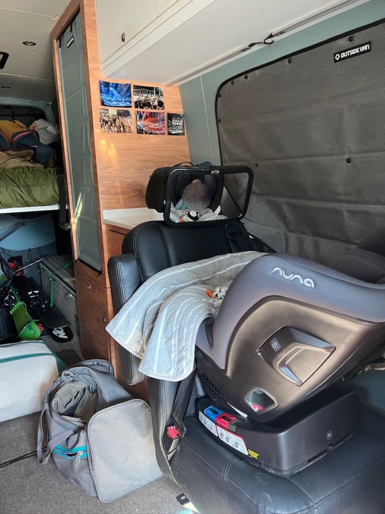 Car seat in a Sprinter Van