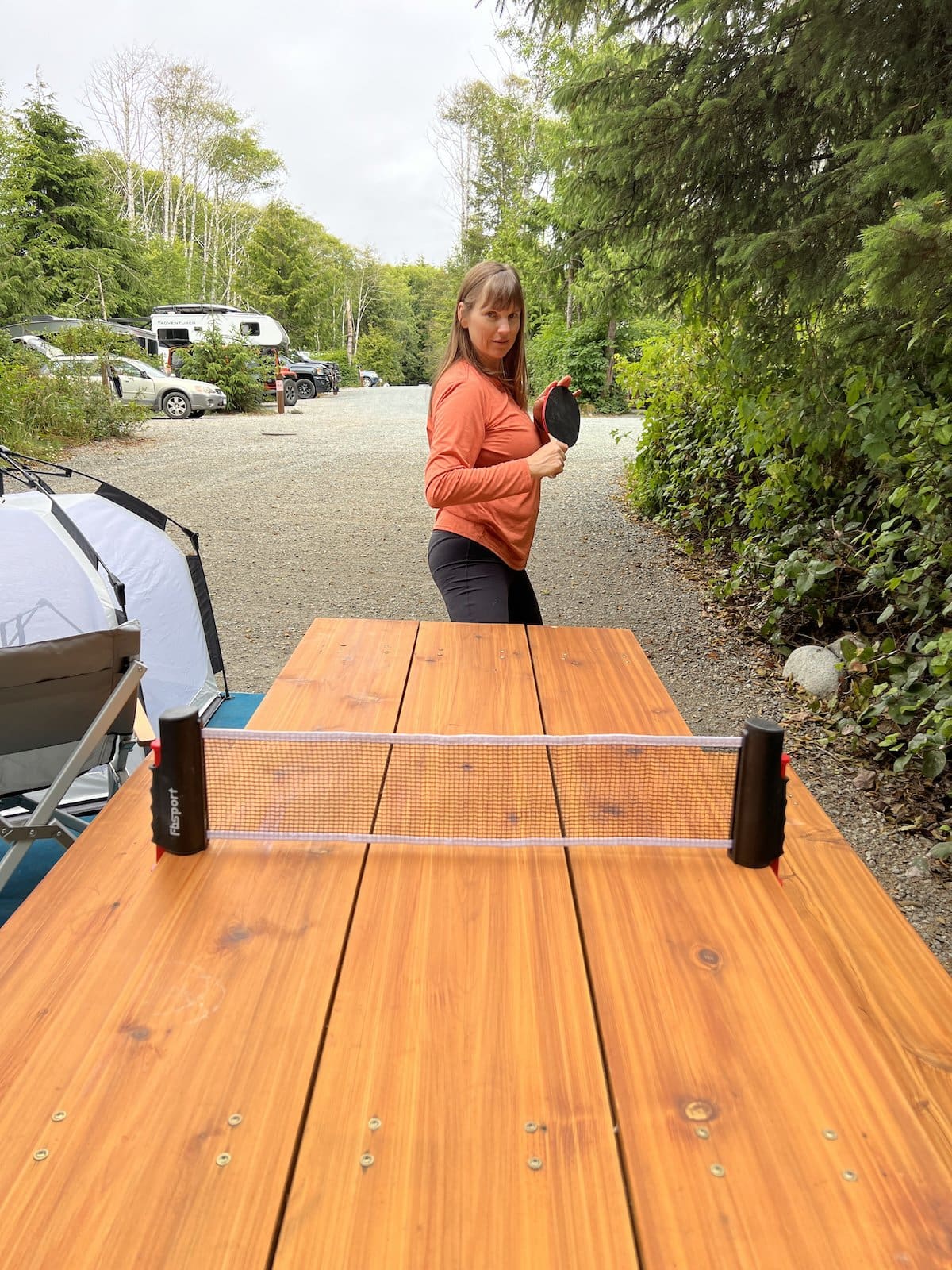 Kristen Bor playing table top ping pong