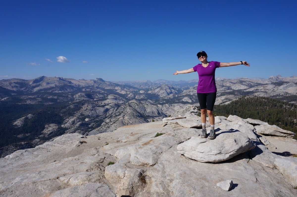 Kristen Bor on the top of Clouds Rest in Yosemite