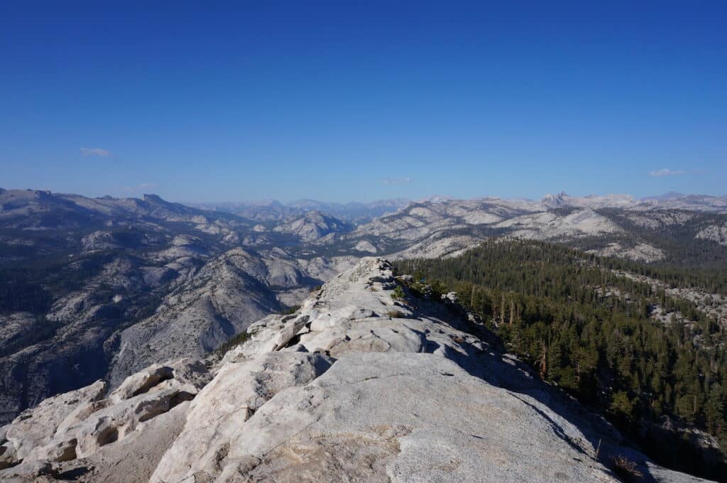 The ridge trail leading to the top of Clouds Rest in Yosemite