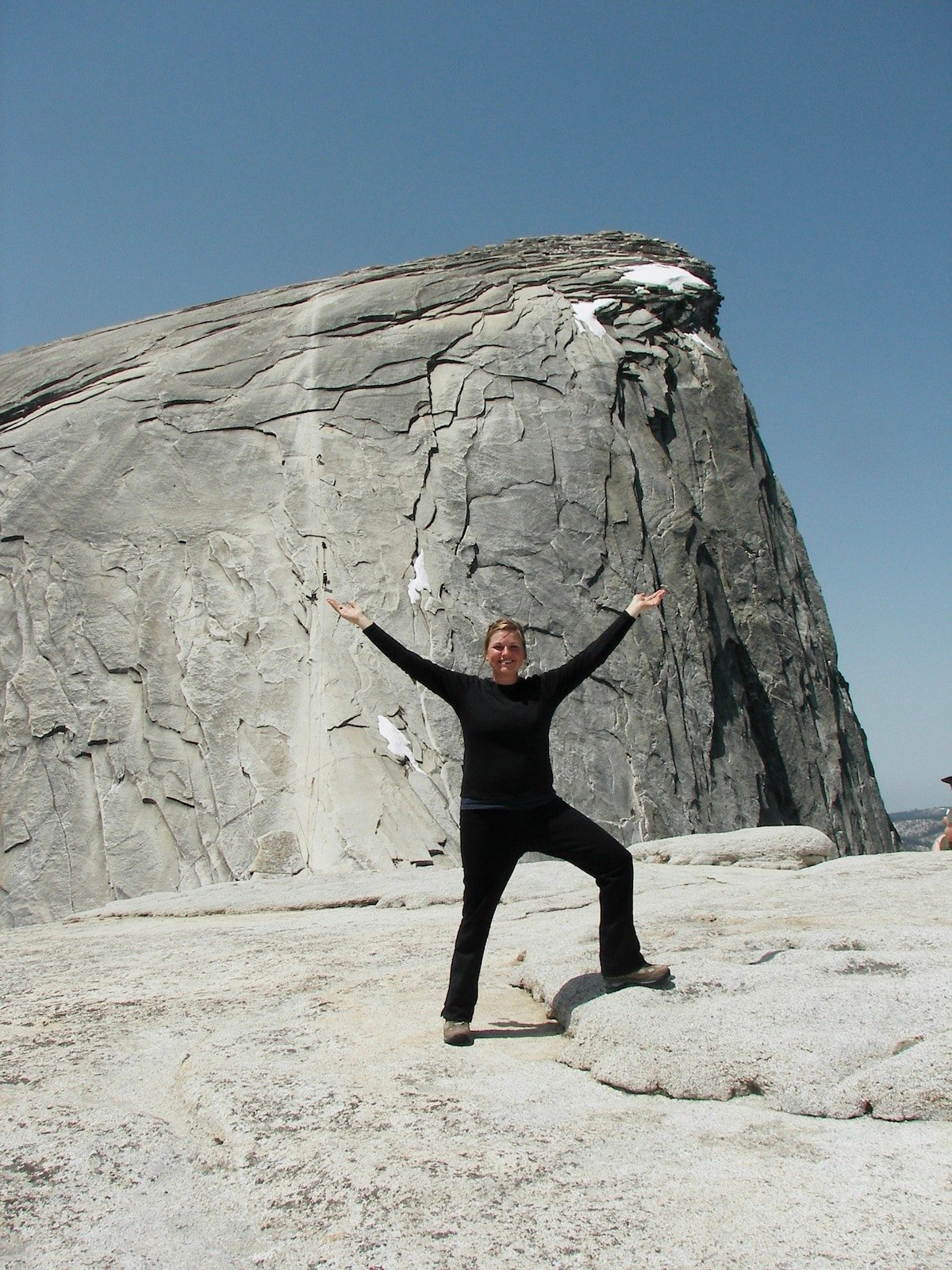 Kristen Bor at the base of half dome in Yosemite